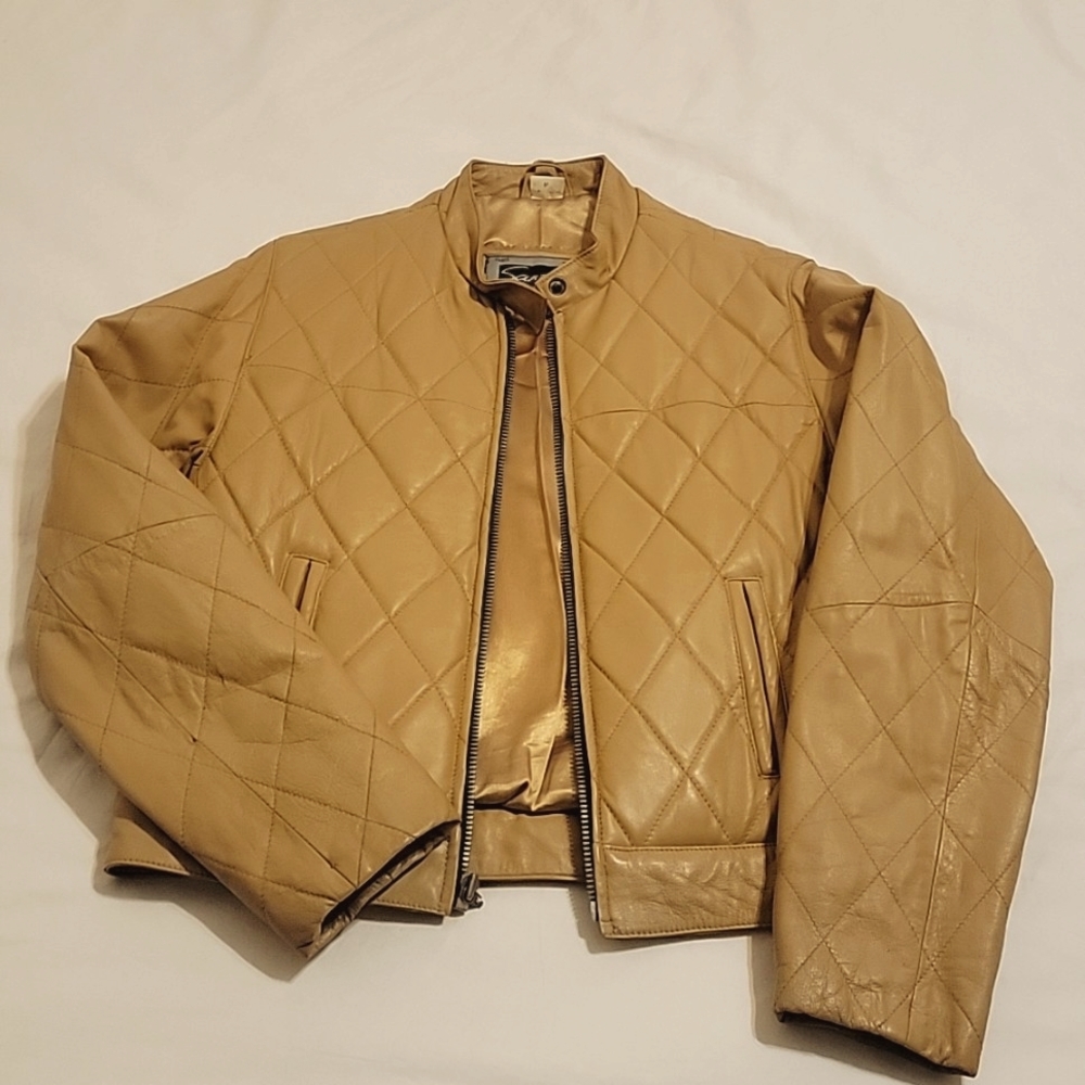 Sanzzini Diamond Quilted Leather Jacket Size M